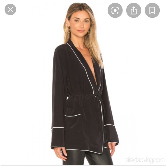 EQUIPMENT Silk Theron Robe in True Black - Picture 2 of 2